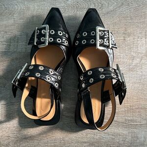 Ganni buckle ballerinas